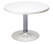 600mm Round Coffee Table. White Top On Chrome Disc Base